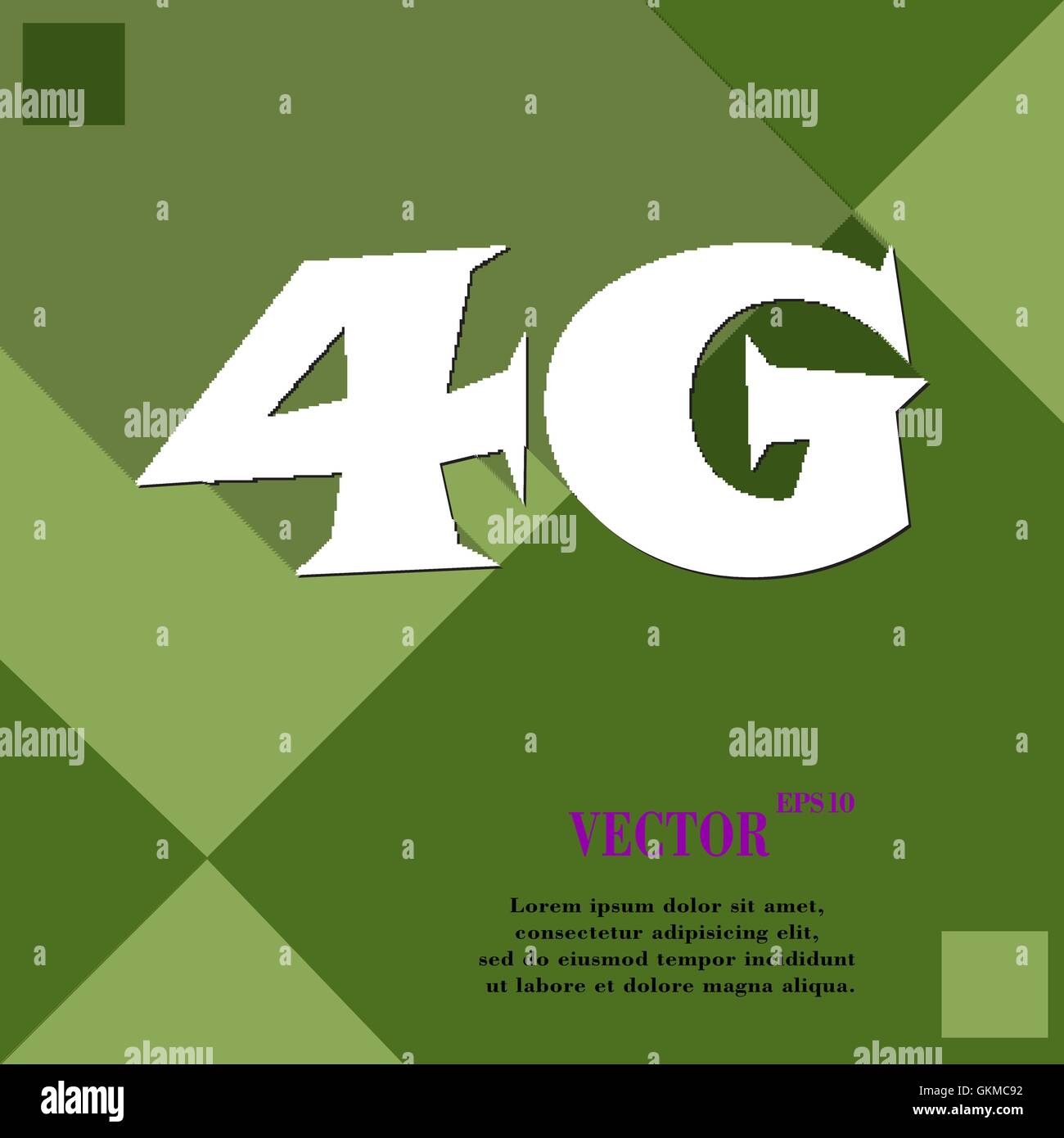 4G icon symbol Flat modern web design with long shadow and space for ...