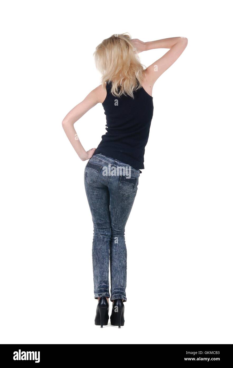 Blonde woman dancing rear view hi-res stock photography and images - Alamy
