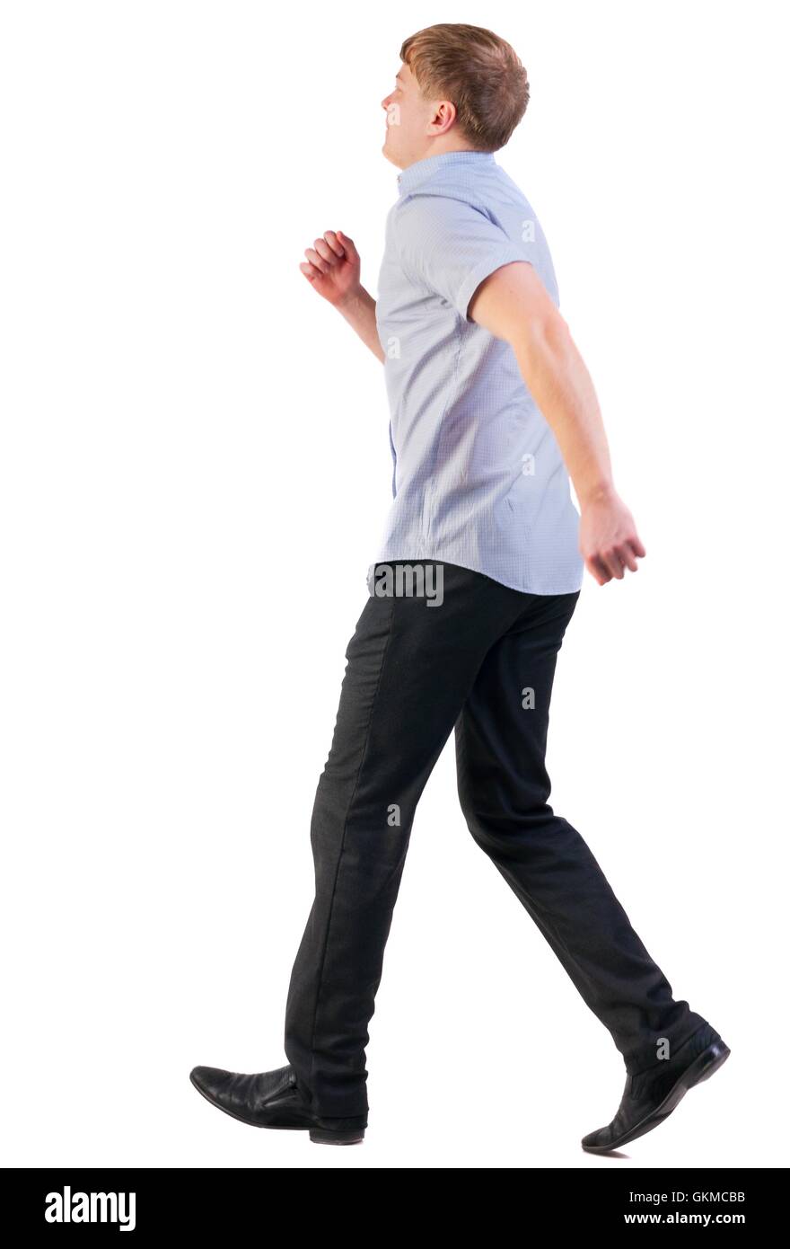 back view of running business man Stock Photo - Alamy