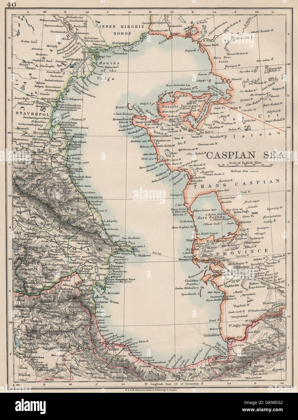 Vintage map of the caspian sea hi-res stock photography and images - Alamy