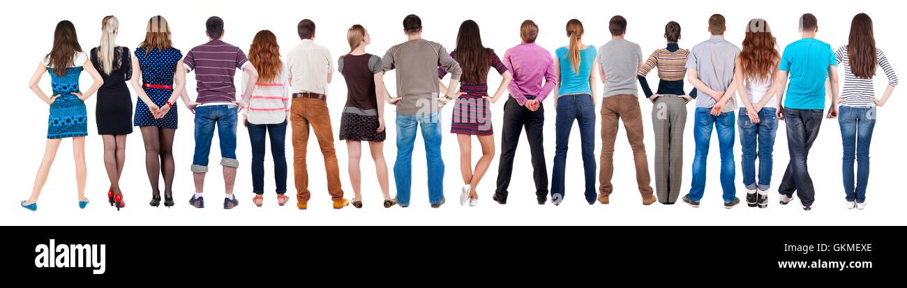 Back view group of people looking Stock Photo - Alamy