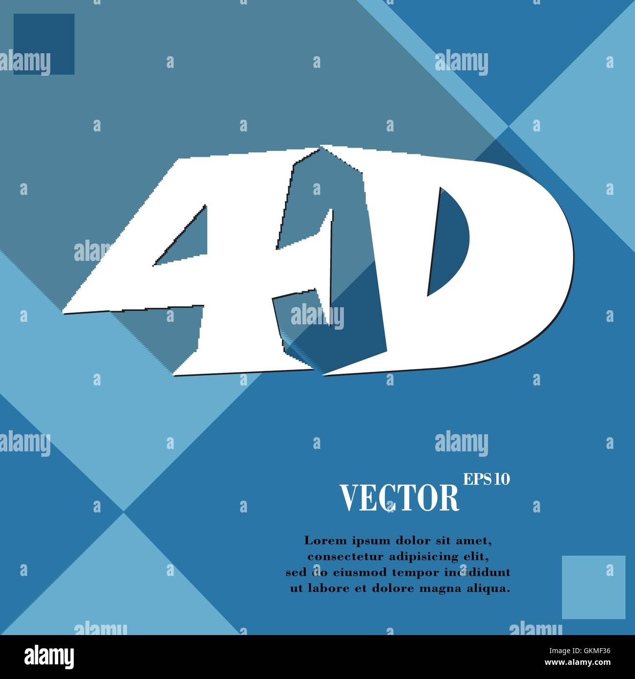 4D icon symbol Flat modern web design with long shadow and space for ...