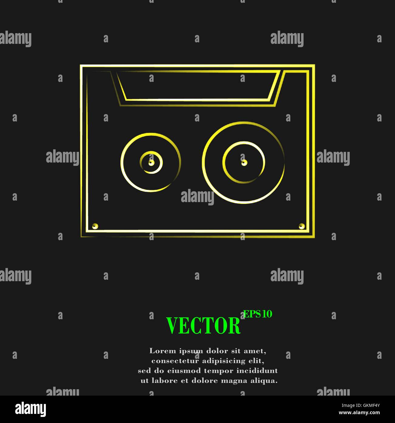 cassette icon symbol Flat modern web design with long shadow and space ...