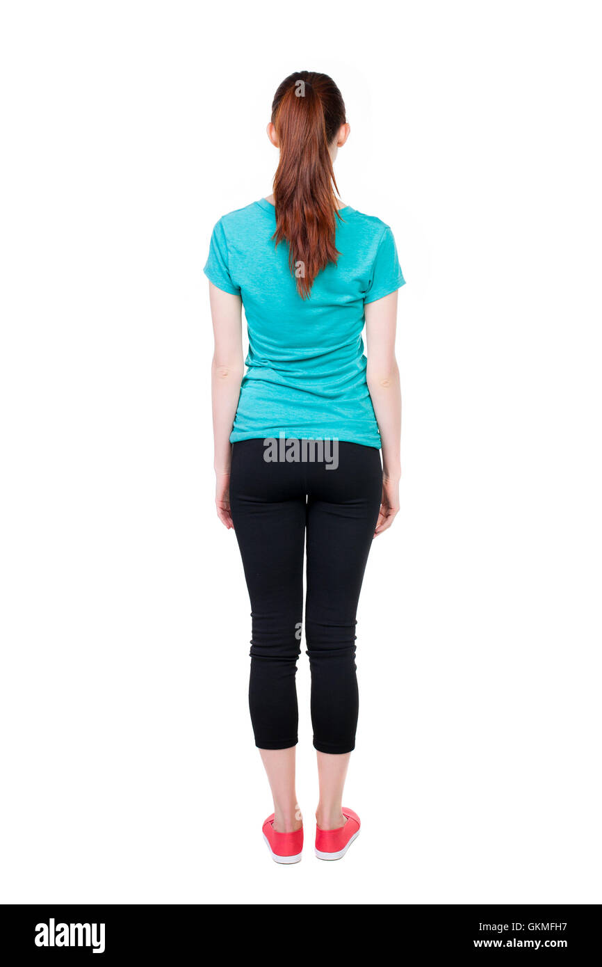 Girl leggings standing rear view Cut Out Stock Images & Pictures - Alamy