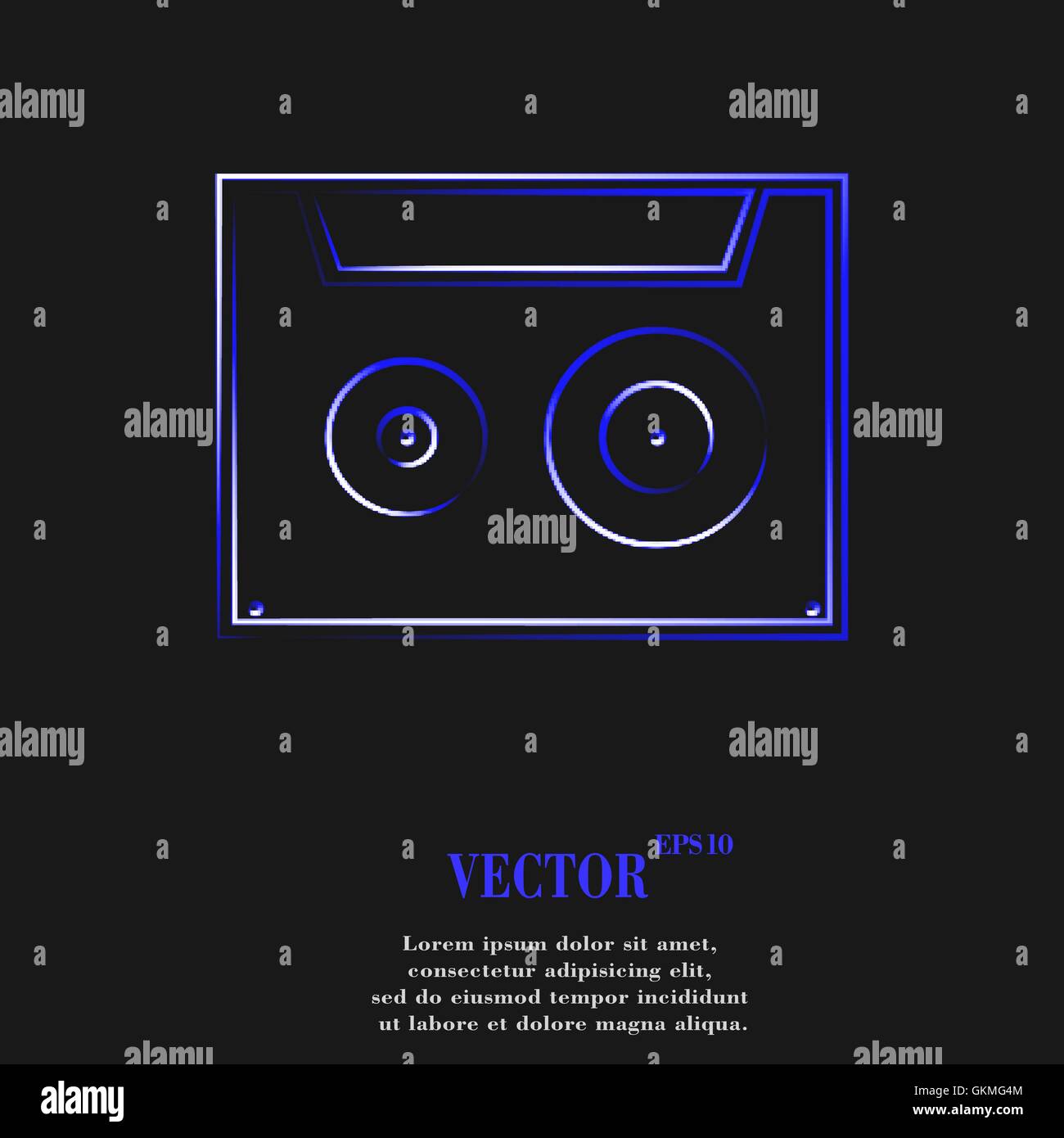 cassette icon symbol Flat modern web design with long shadow and space ...