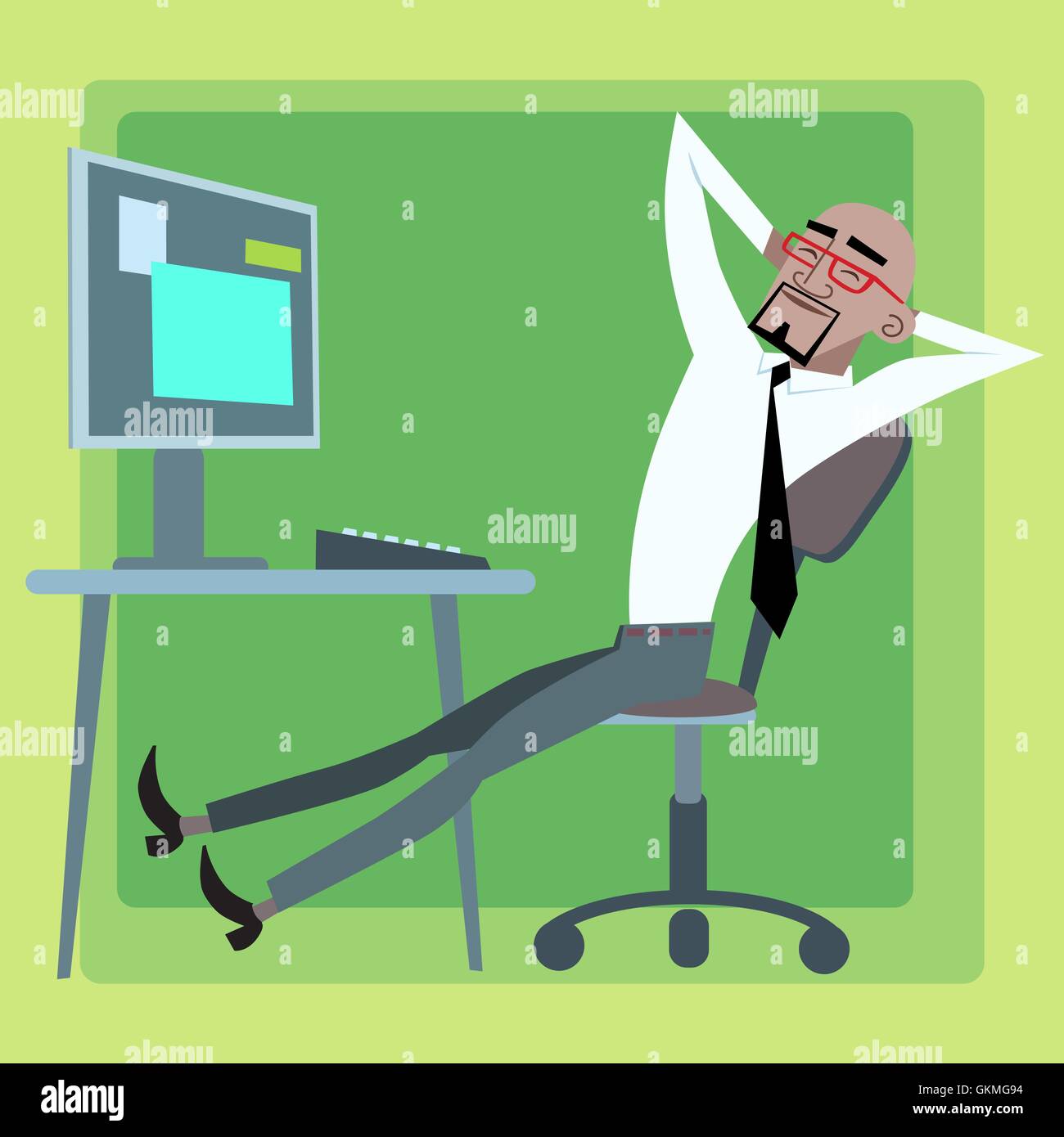 African businessman resting at the computer office Stock Vector