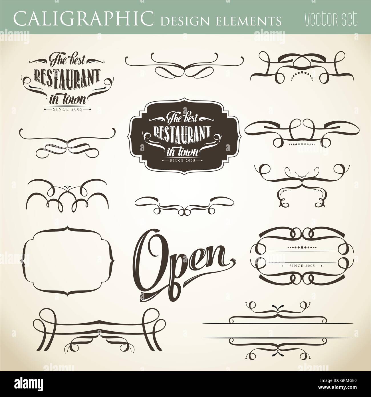 calligraphic design elements to embellish your layout Stock Vector