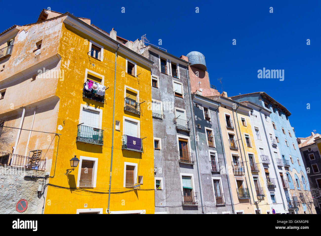 Typical streets and buildings of the famous city of Cuenca, Spain Stock Photo