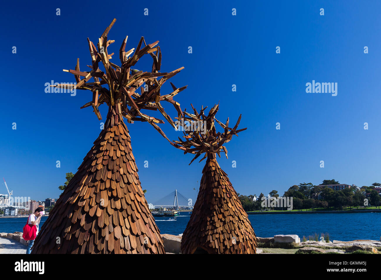 Sculpture at Barangaroo showing artwork titled The Grove by artist  Margarita Sampson, 2014 Stock Photo - Alamy