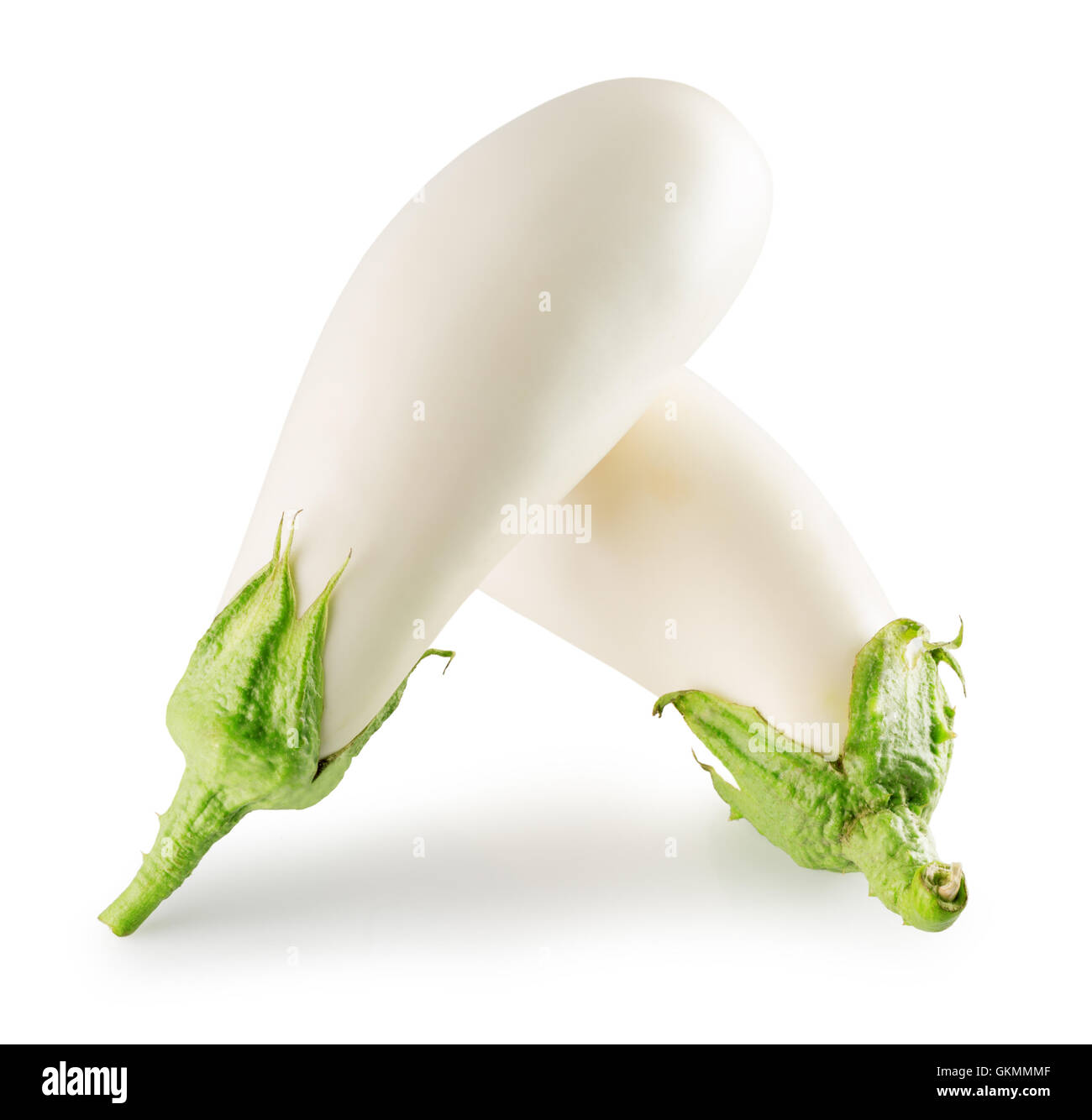 white eggplants isolated on the white background. Stock Photo