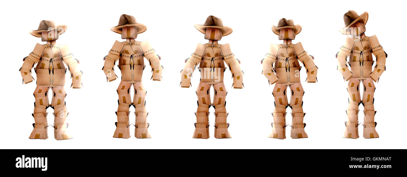 Cowboy boxmen characters on white Stock Photo - Alamy