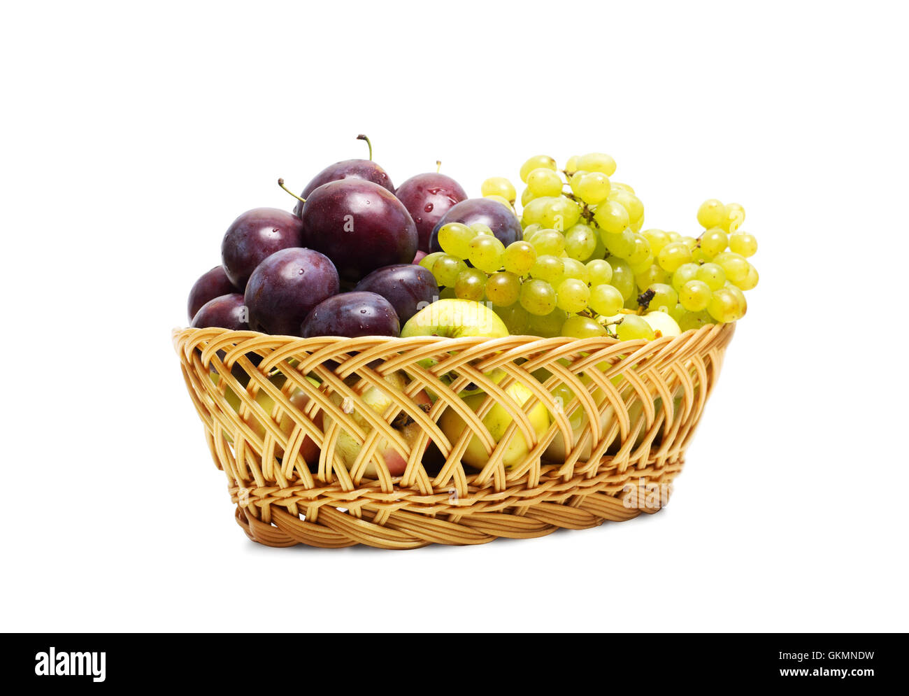 straw basket of fruit Stock Photo Alamy