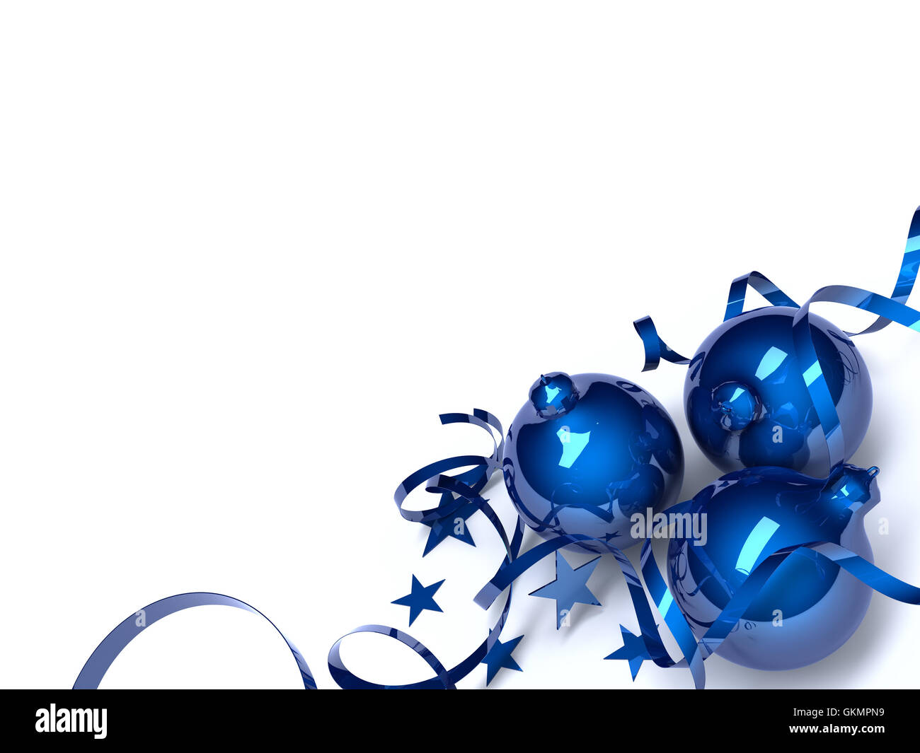 Three blue Christmas toys in an environment of stars Stock Photo - Alamy
