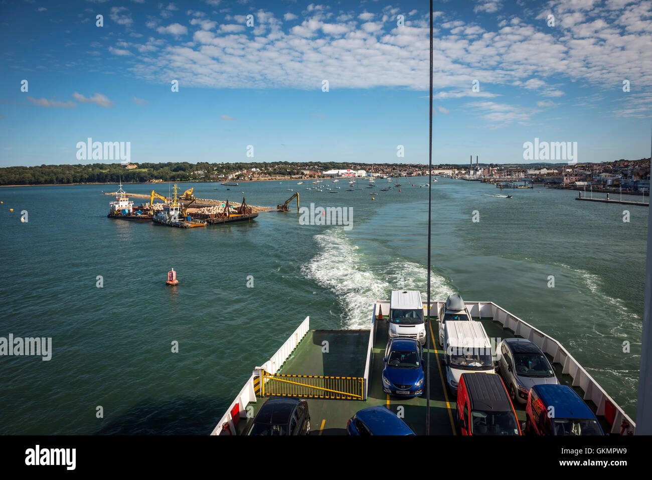 Land reclamation in the entrance to Cowes Harbour on the Isle of Wight, UK Stock Photo