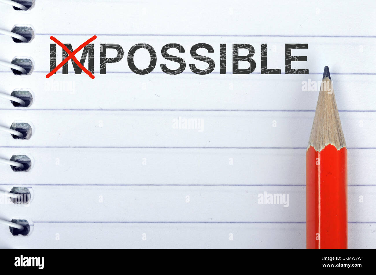 Possible text on notepad and red pencil Stock Photo - Alamy
