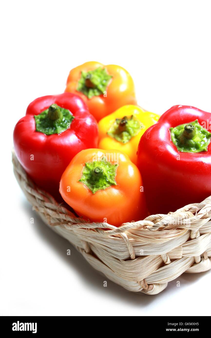 colorful mini paprika in a woven basket Stock Photo - Alamy