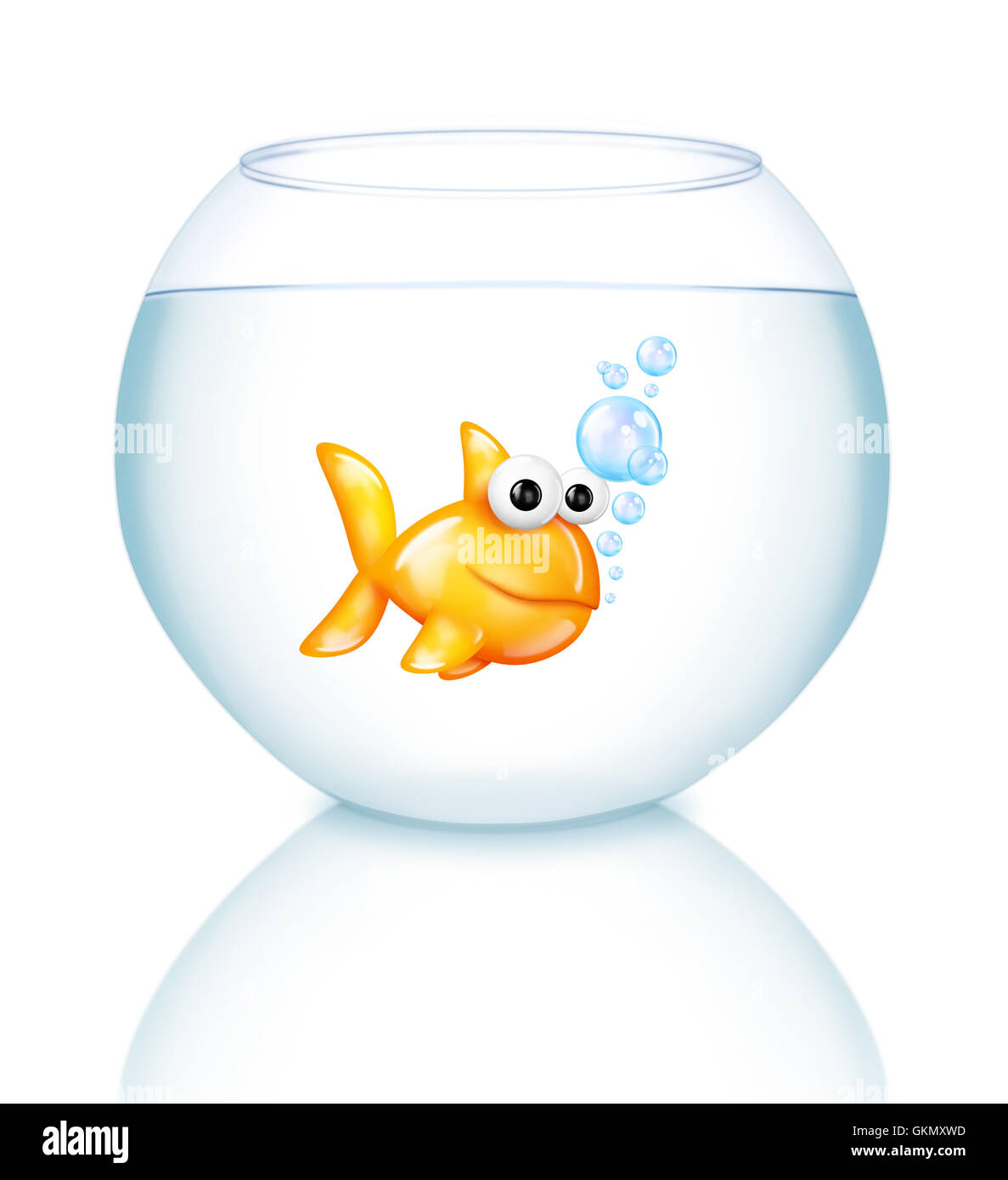 Cartoon Fish Bowl with Goldfish Stock Photo