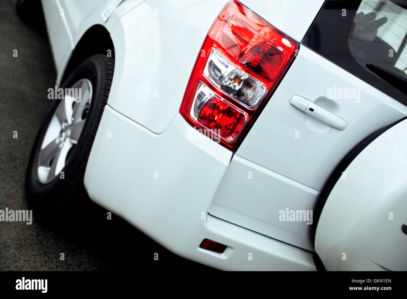 red rear lights of modern passenger car Stock Photo Alamy