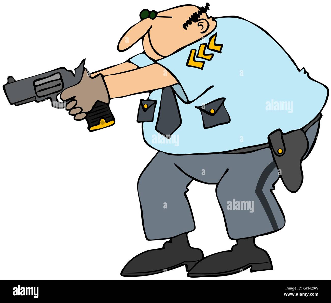 Cop with weapon drawn Stock Photo