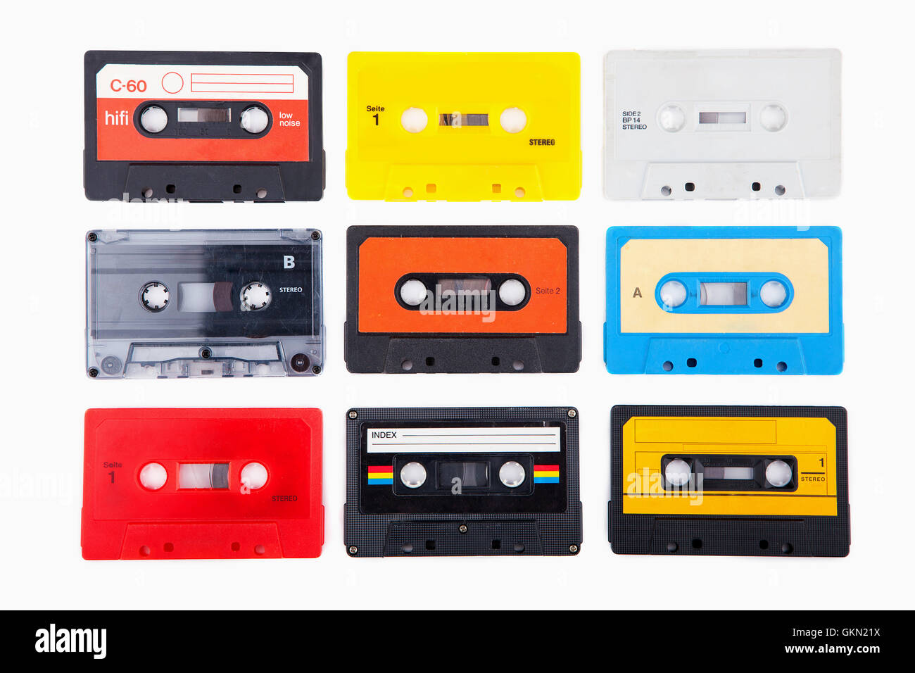 Collection of retro audio cassettes Stock Photo Alamy