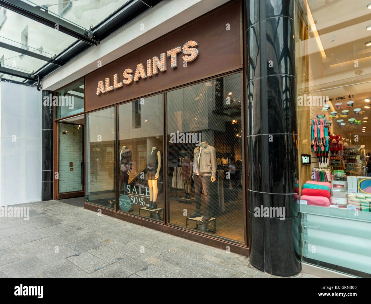 Allsaints Retail Outlet, Exeter City Centre, Devon Stock Photo - Alamy