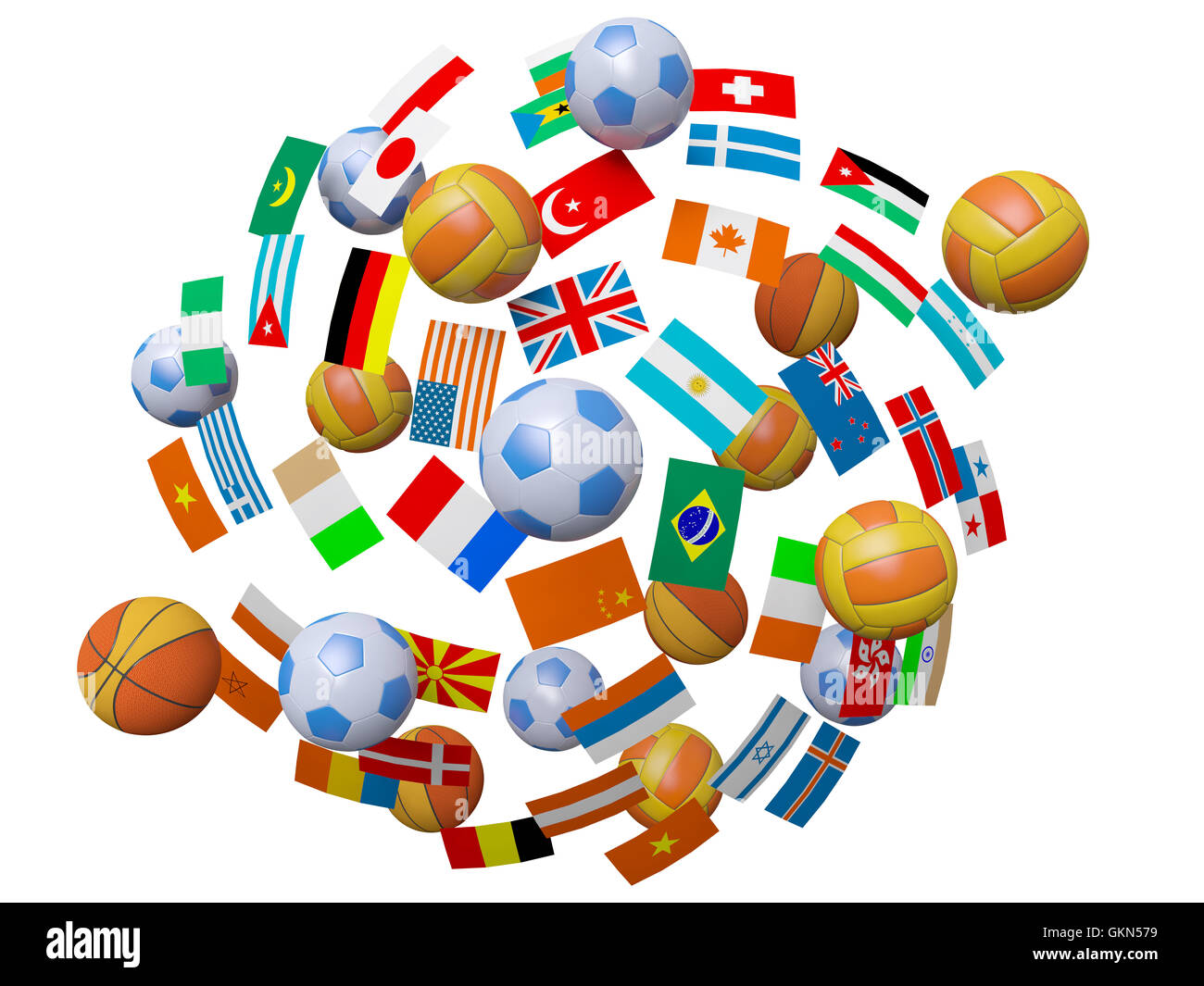 Football, volleyball, basketball balls Stock Photo Alamy