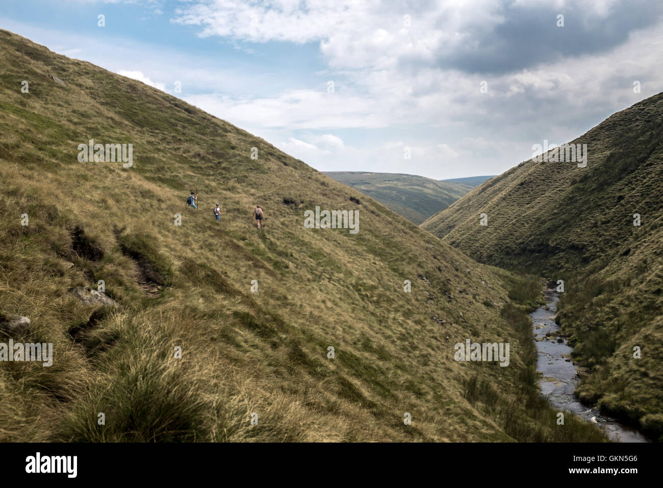Family walking in the Peak District, Derbyshire, UK Stock Photo