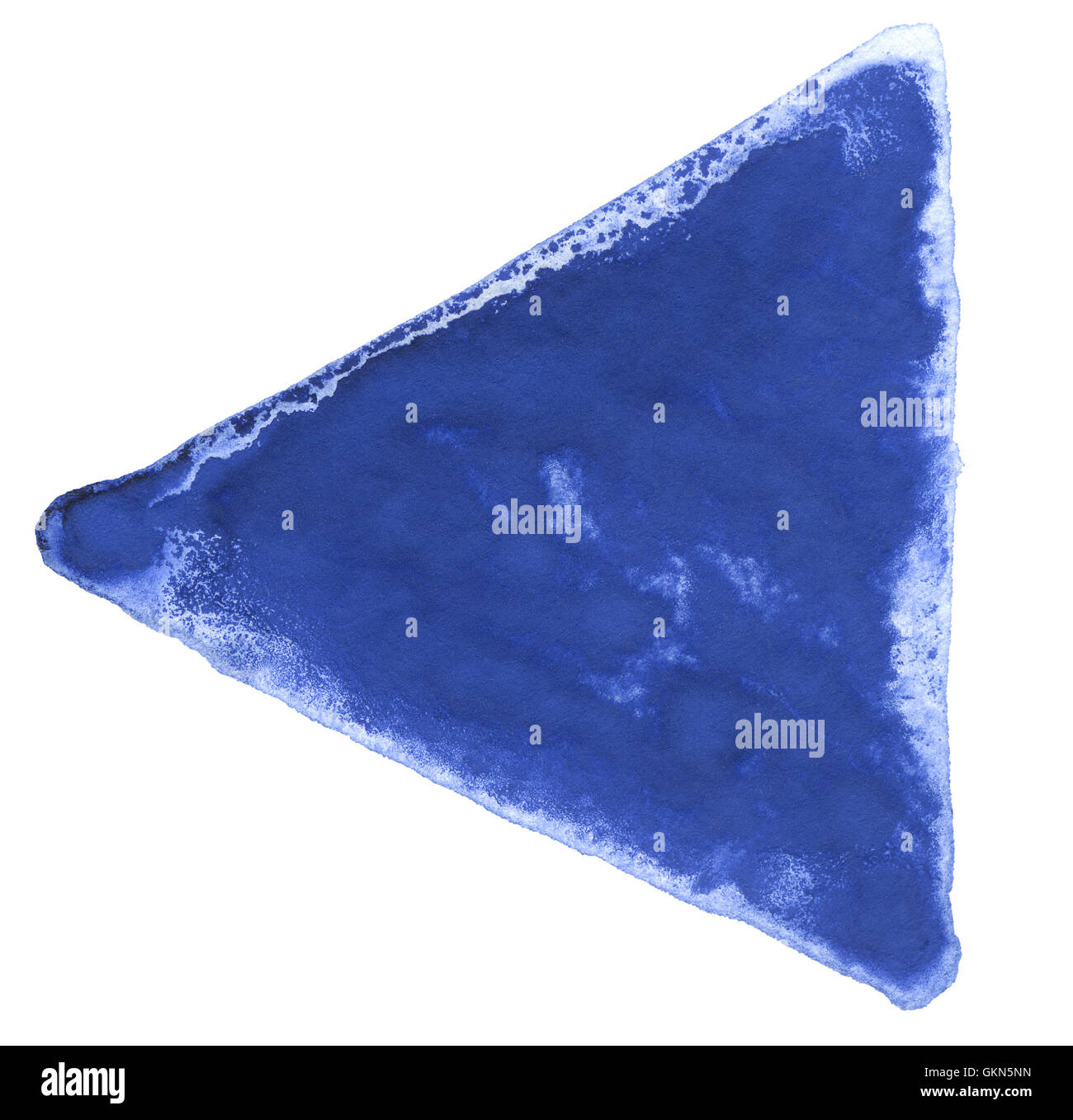 a blue watercolor triangle in white back Stock Photo