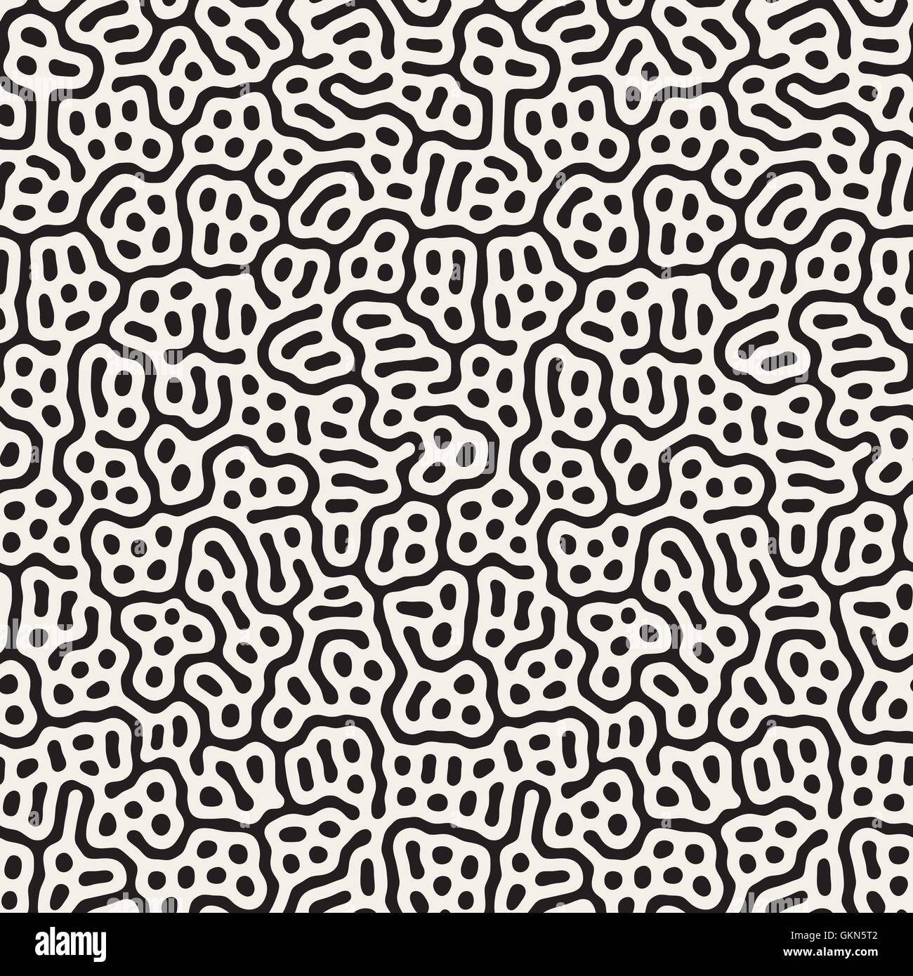 Vector Seamless Black and White Organic Lines Pattern Stock Vector ...