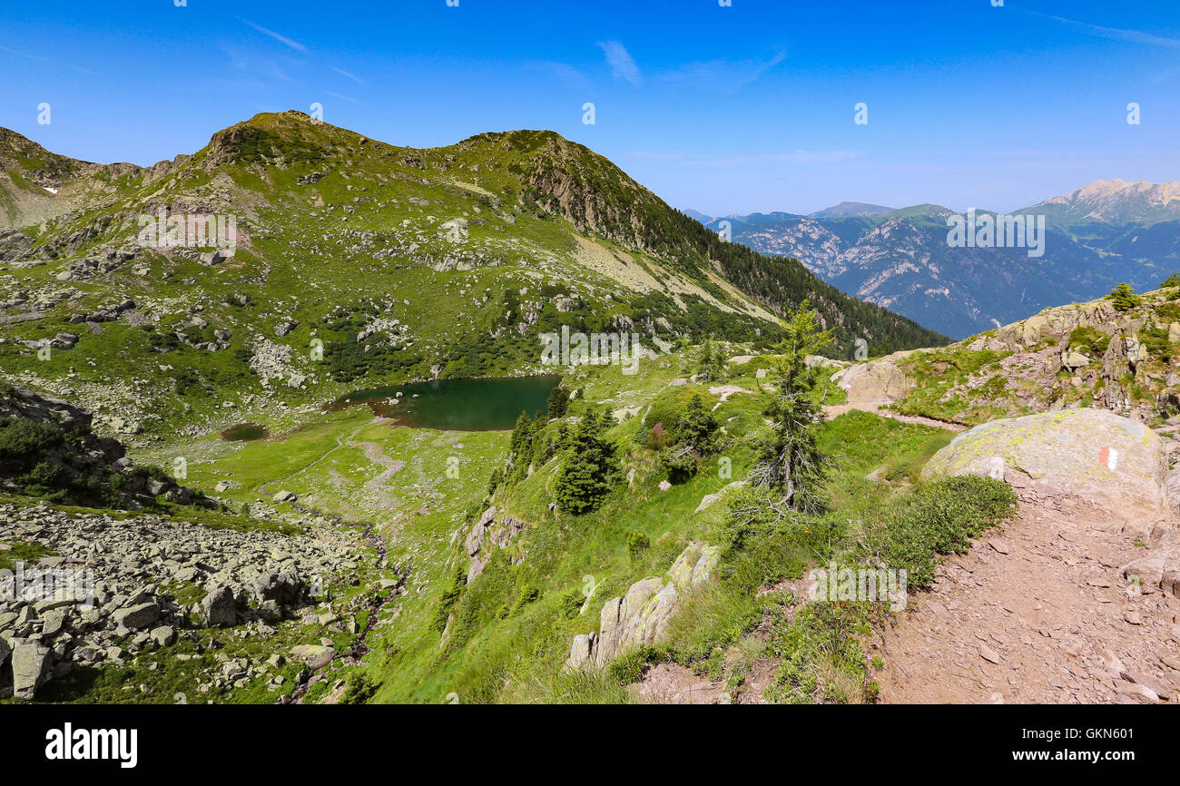 View on 'Lago delle Trote'. Trote Lake. The Lagorai mountain group. Trentino. Italy. Europe. Stock Photo