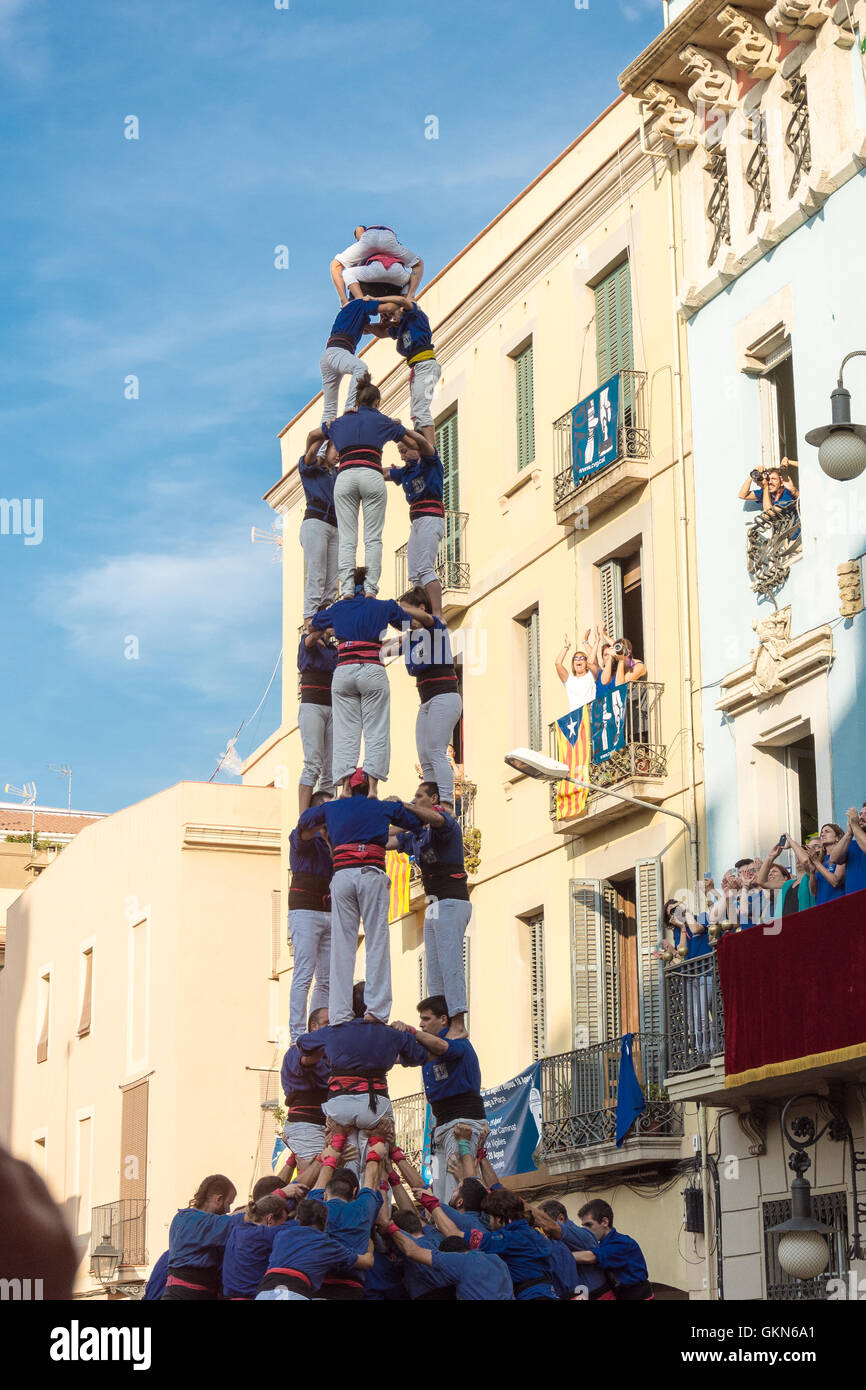 A castell competition during the Festa de Gracia, Barcelona Stock Photo