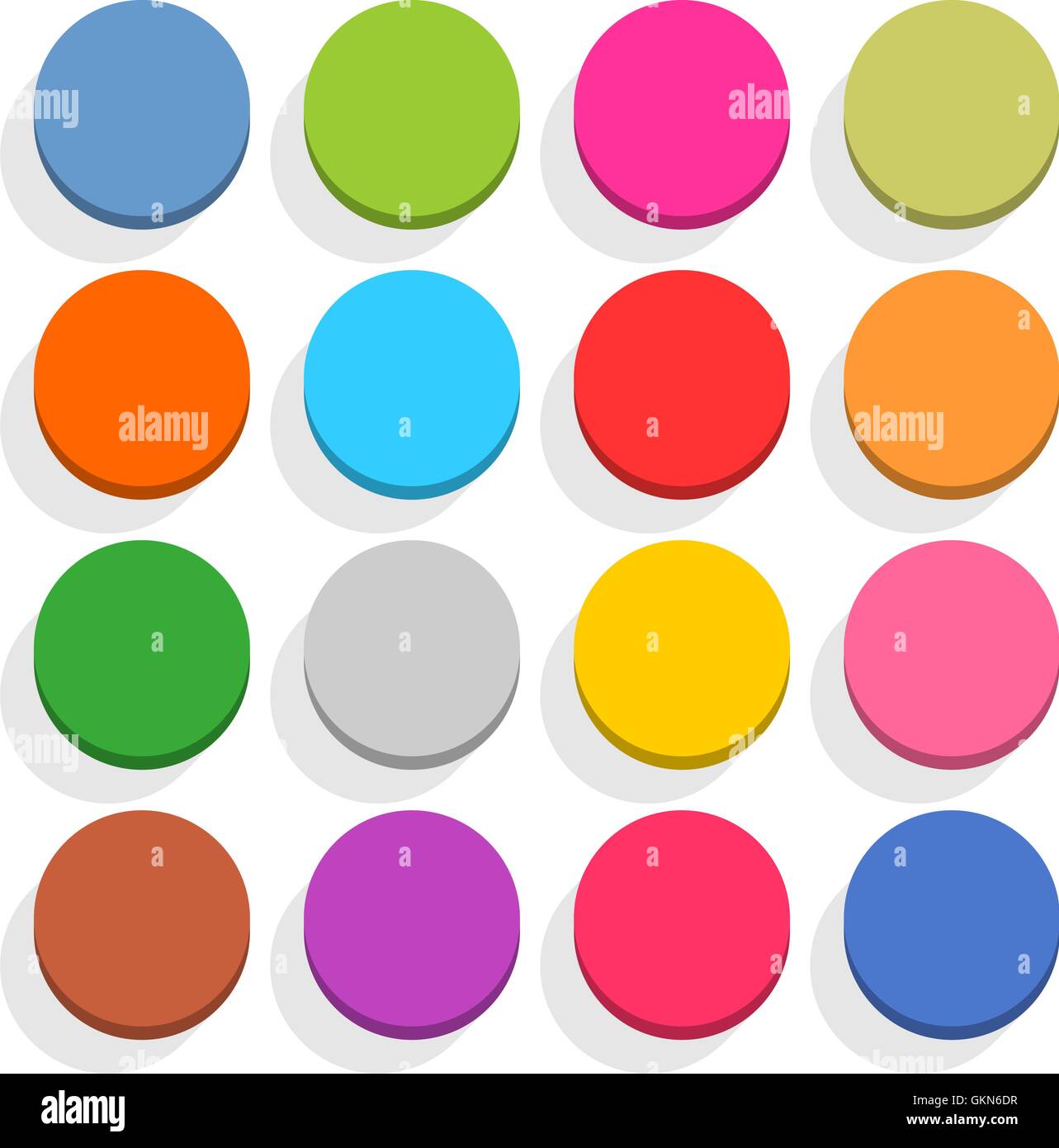 16 blank icon in flat style. Circle 3D button with shadow on white ...
