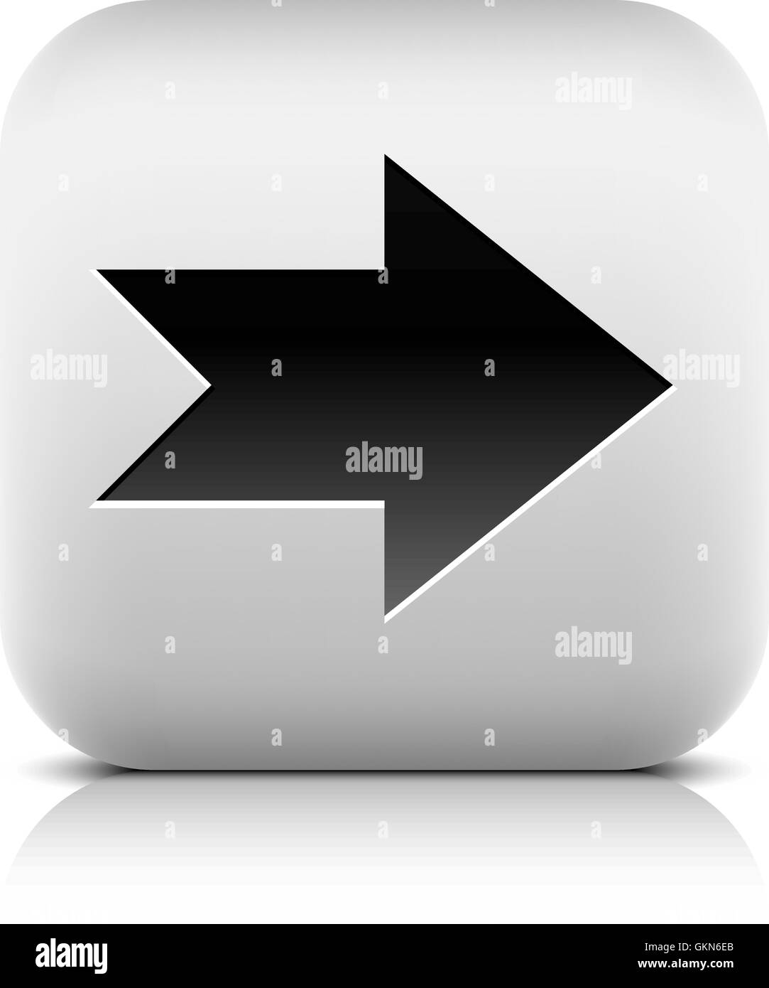 Web icon with black arrow sign. Rounded square button with shadow ...