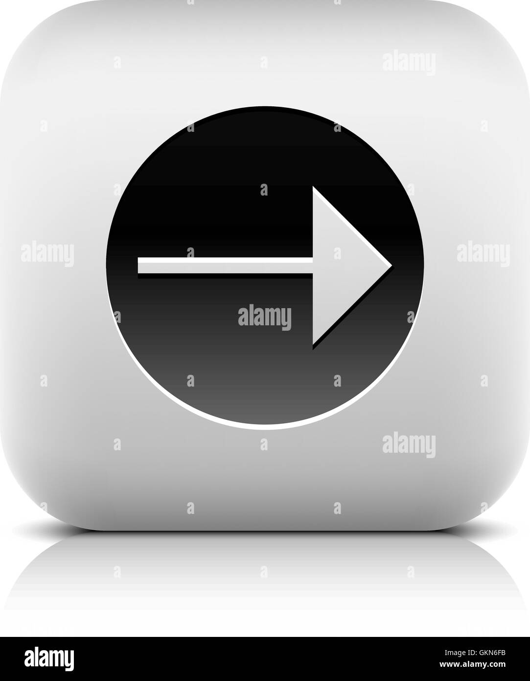Web Icon with arrow sign in black circle. Rounded square internet ...