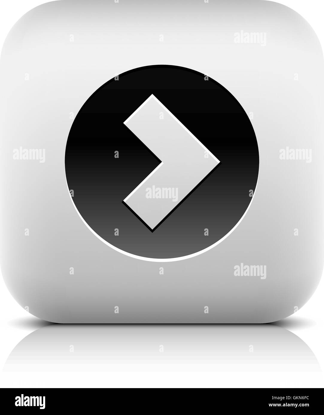 Web Icon with arrow sign in black circle. Rounded square internet ...