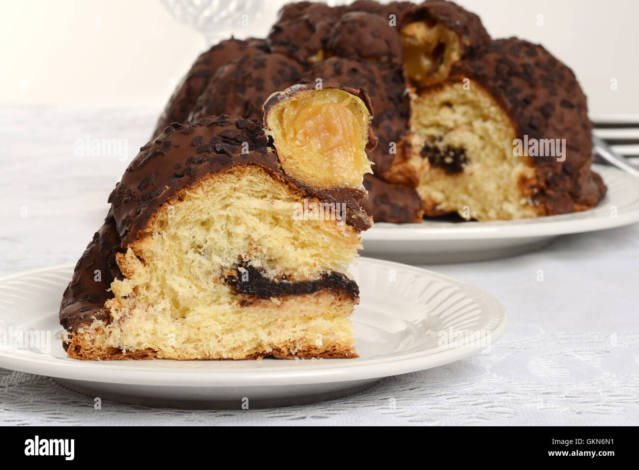 closeup slice Italian chocolate Stock Photo Alamy