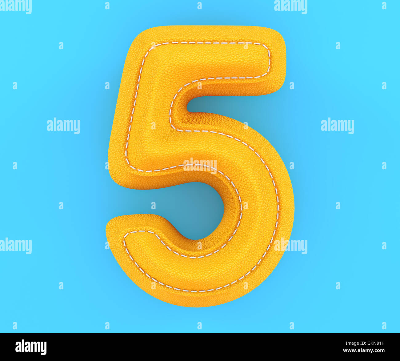 Digit number alphabet yellow leather skin texture letter five 5 3d