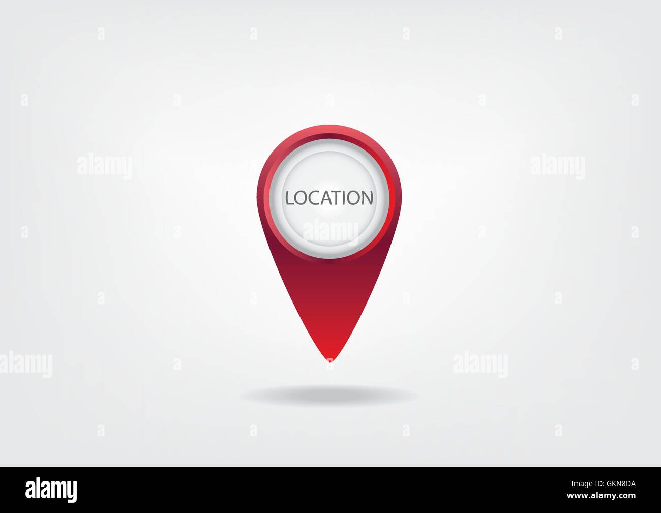 vector web red button with map marker Stock Vector