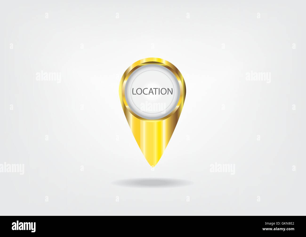 vector web gold button with map marker Stock Vector