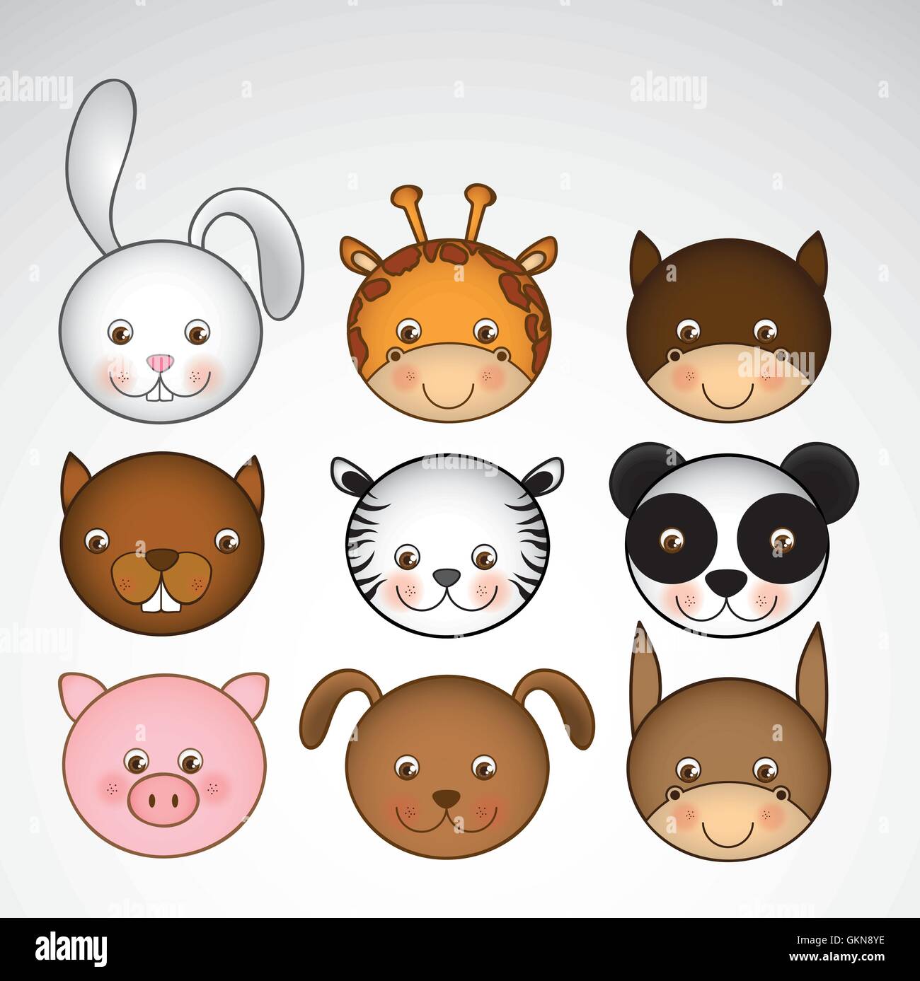 Illustration of animal icons illustration of giraffe rabbit squi Stock ...