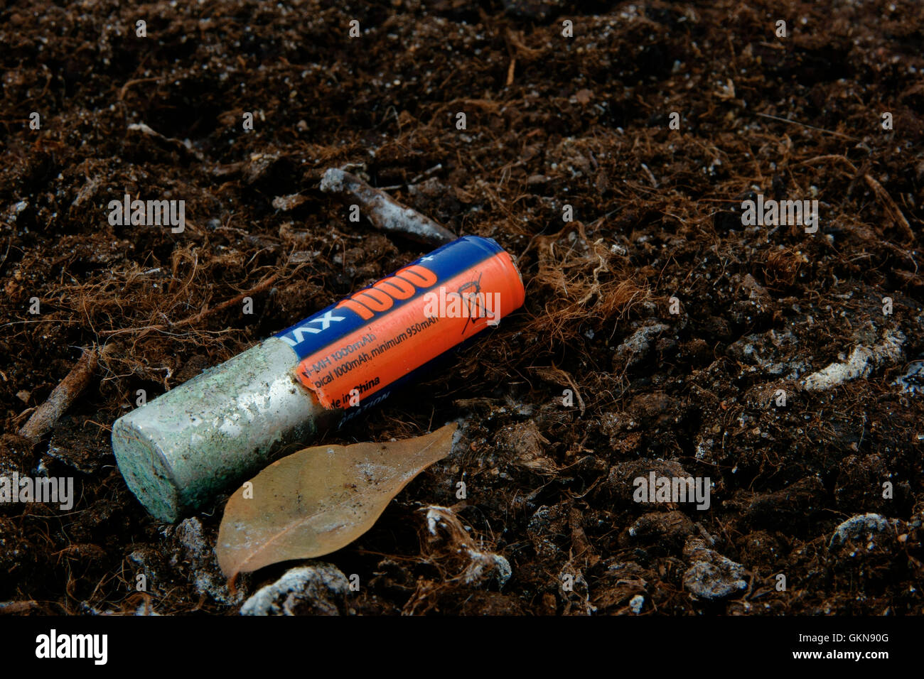 Battery. Environmental pollution Stock Photo - Alamy