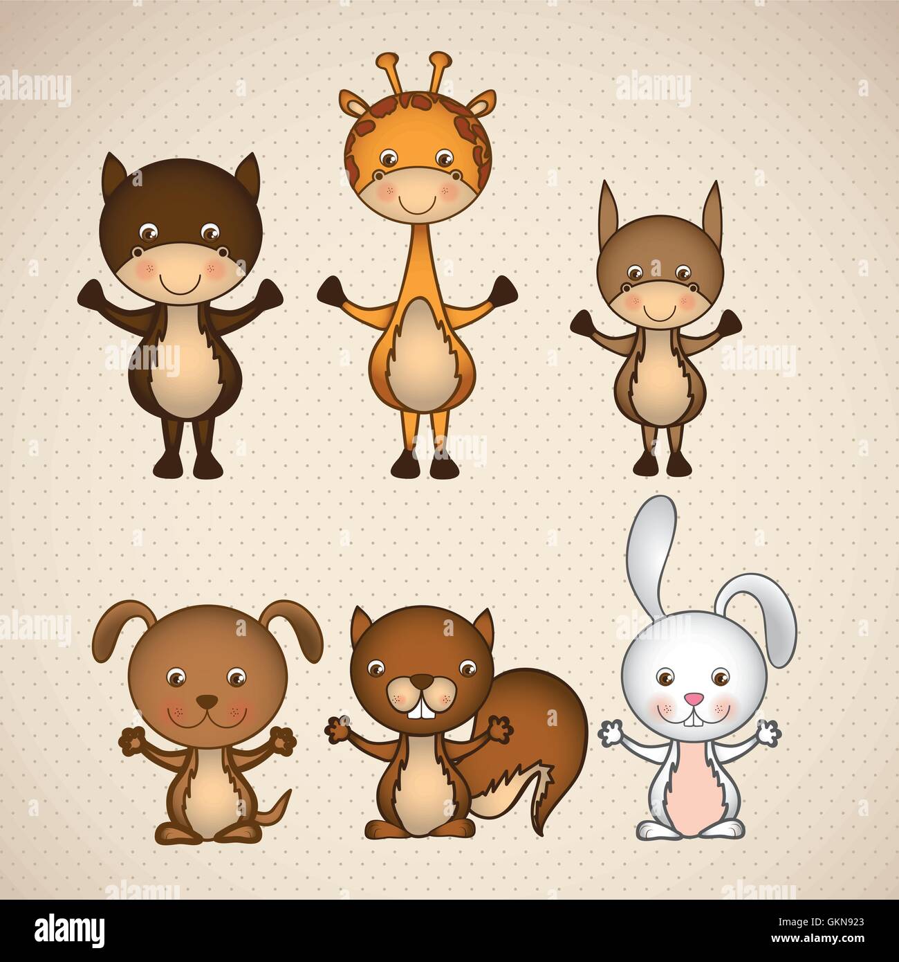Illustration of animal icons illustration of giraffe rabbit squi Stock ...