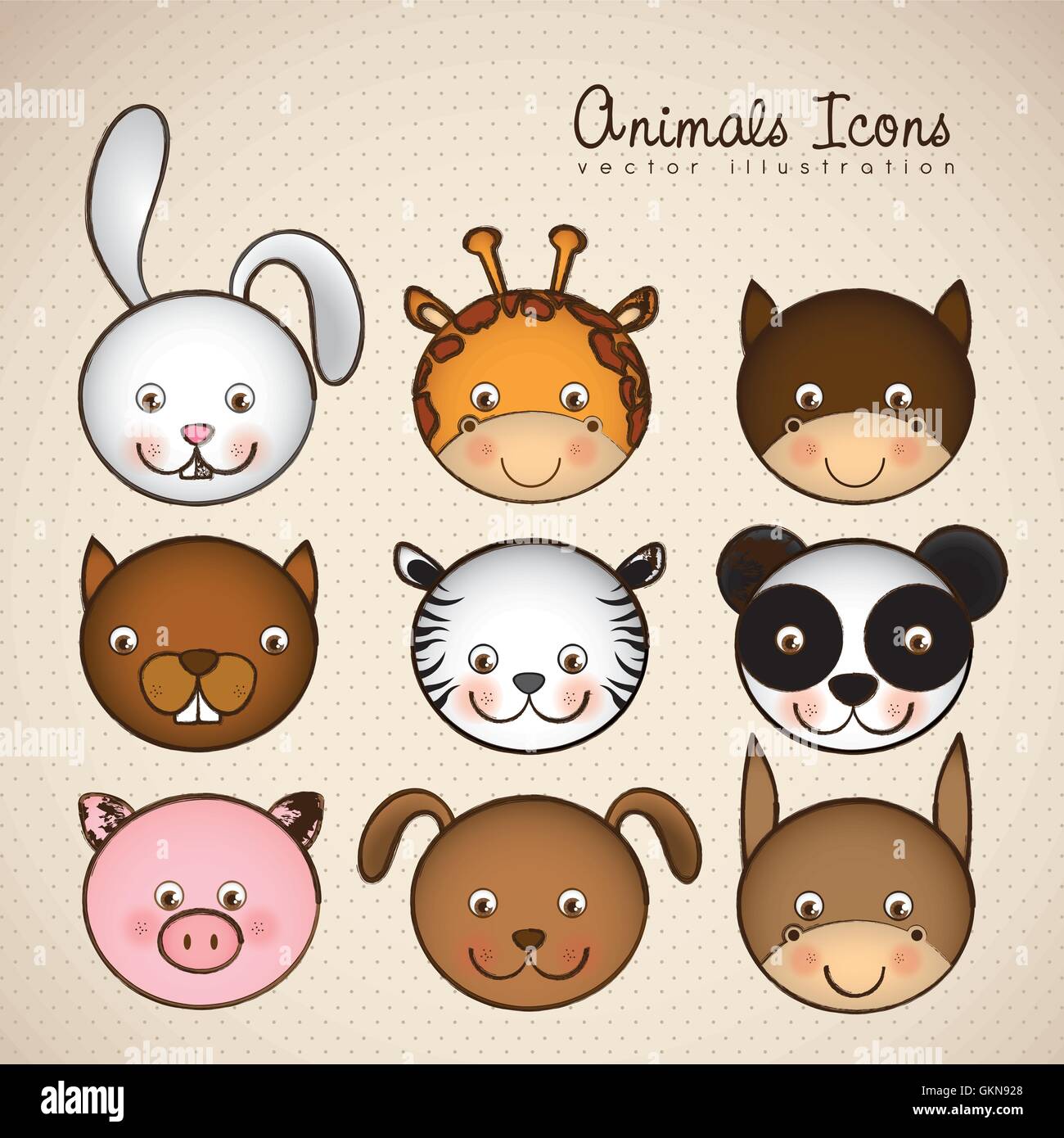Illustration of animal icons illustration of giraffe rabbit squi Stock ...