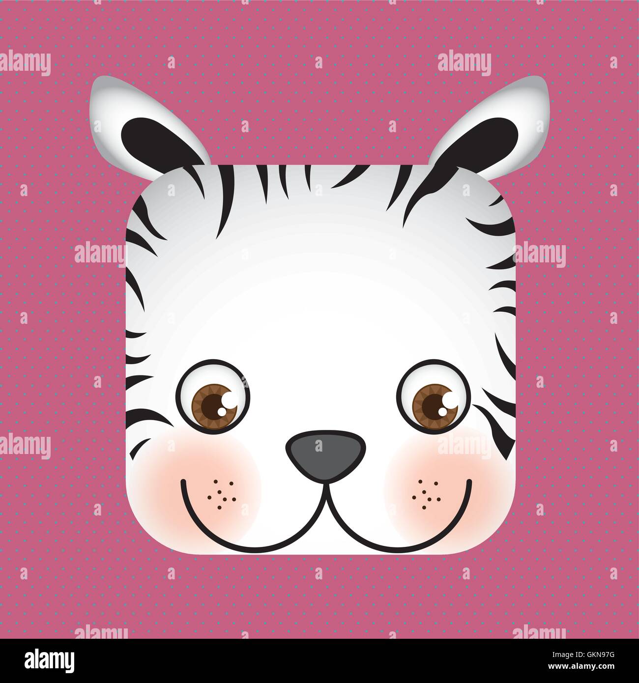 Animal icon square head zebra with dotted background vector illu Stock ...