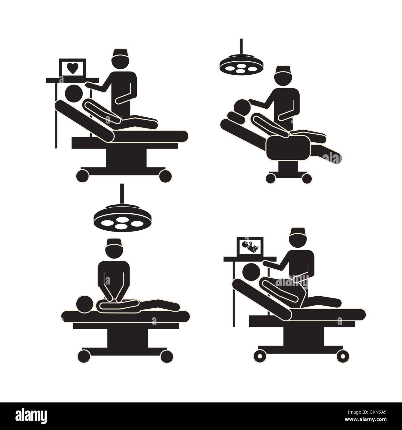 Illustration of Life icons operating table and dentist vector il Stock