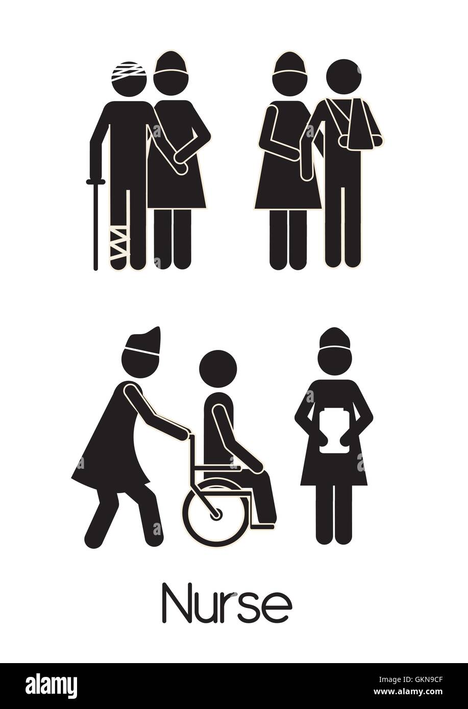 Illustration of Life icons nurse doing her job vector illustrati Stock ...