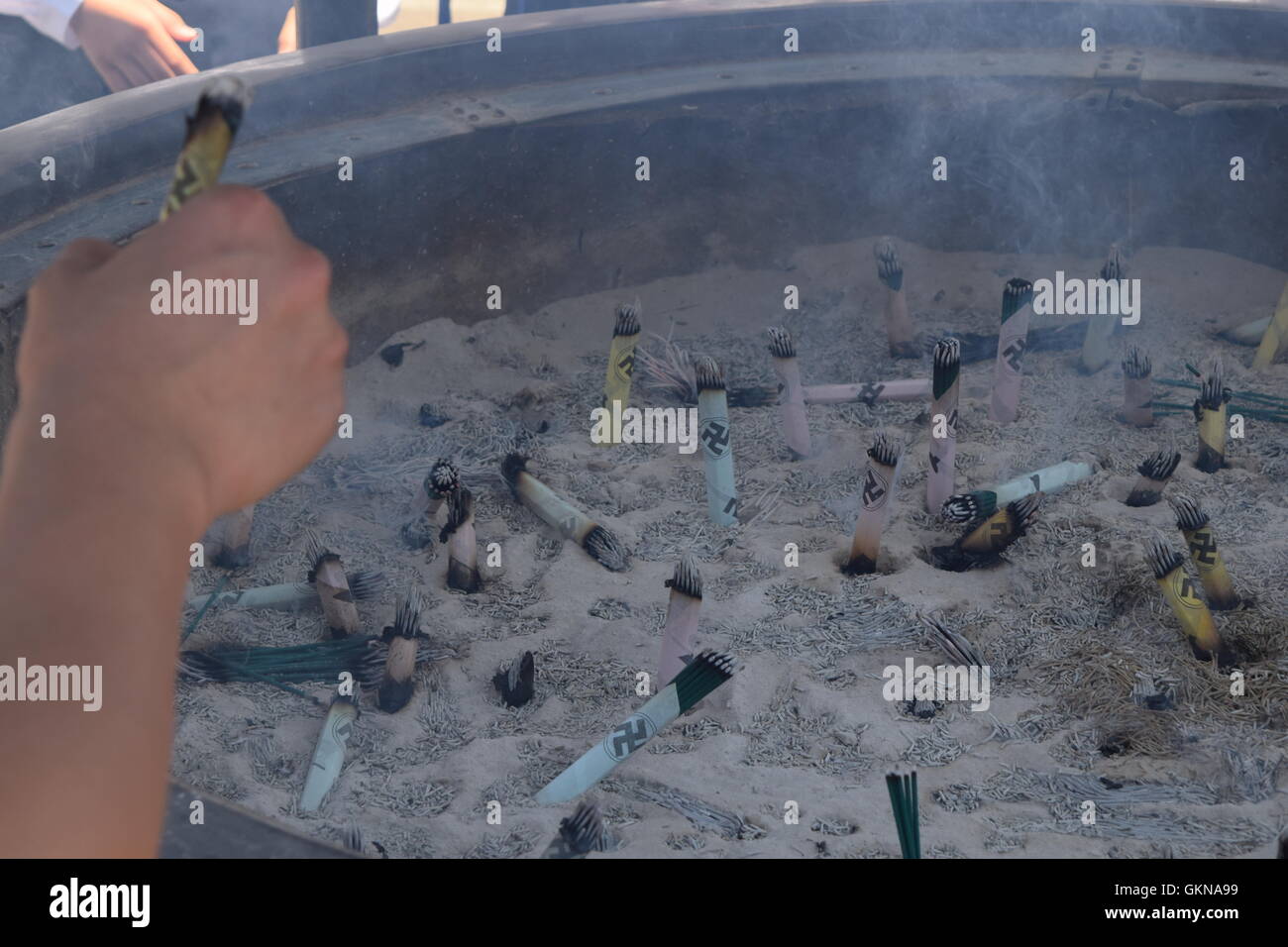 Incense burning in Japanese temple Stock Photo Alamy