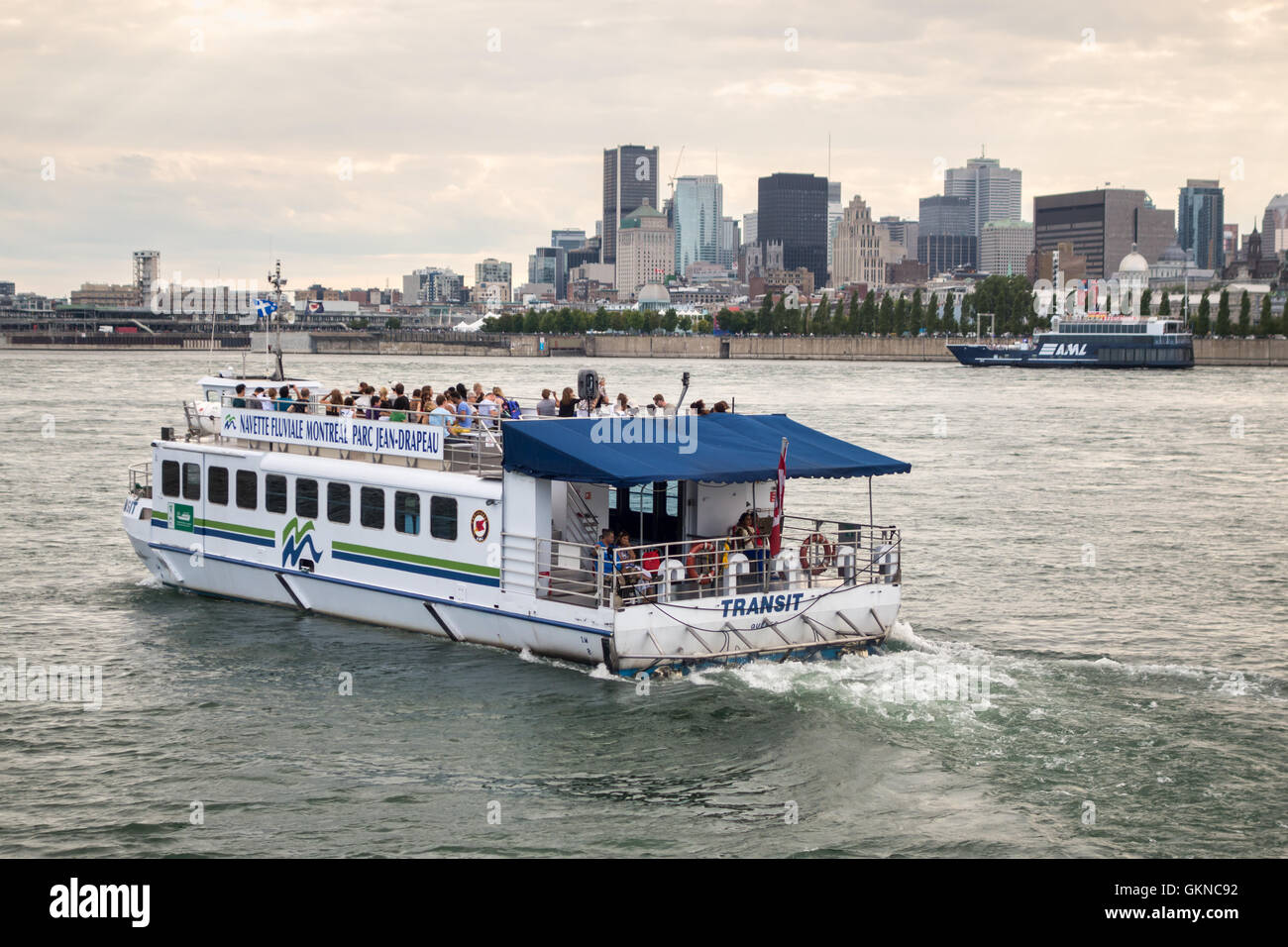 River shuttle service from Montreal to Parc Jean Drapeau Stock Photo