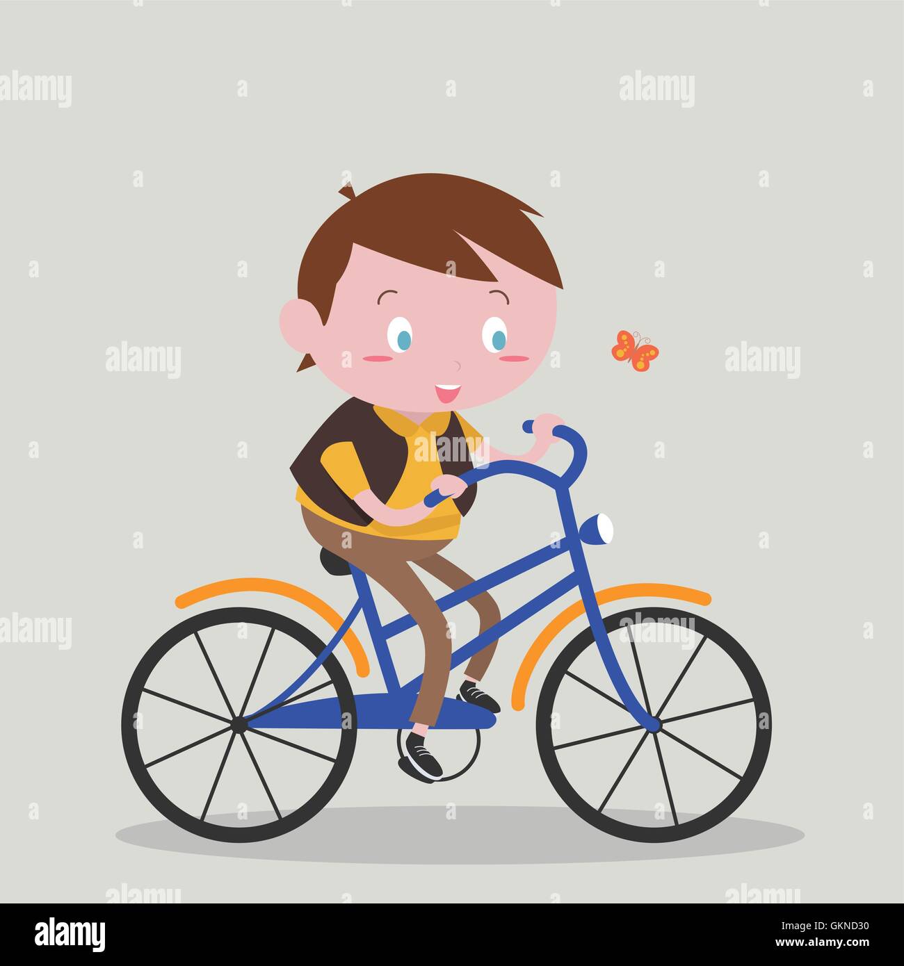 Boy ride bicycle Stock Vector