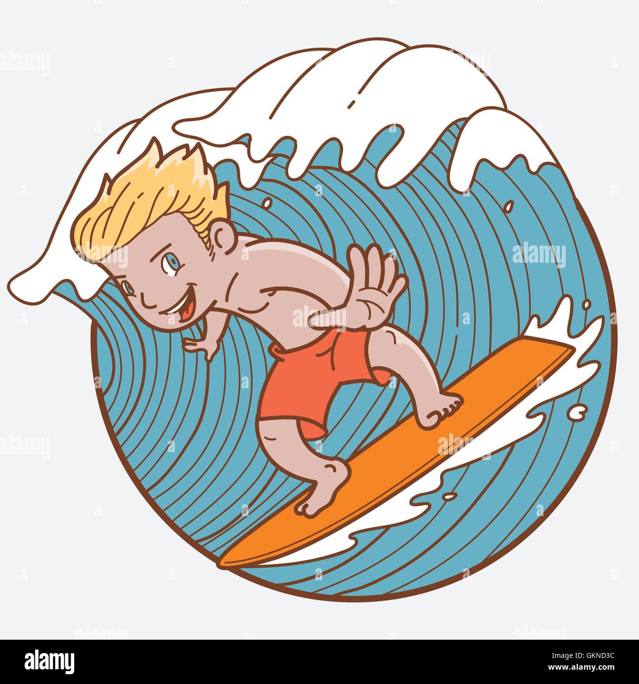 Surfing boy Stock Vector